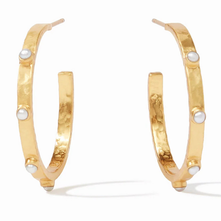 Julie Vos | Crescent Stone Hoop Pearl