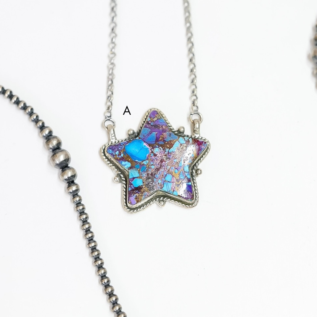 HaDa Collection | Handmade Sterling Silver & Purple Mojave Purple Star Necklace