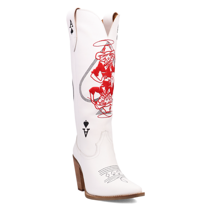 Online Exclusive | Dingo | Ace of Spades Leather Boot in White **PREORDER
