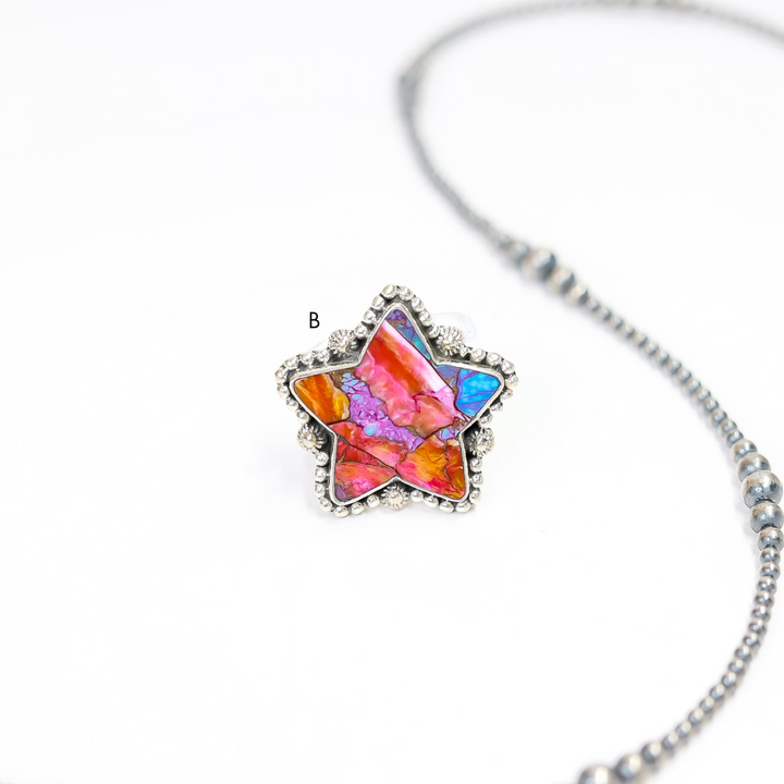 HaDa Collection | Handmade Adjustable Sterling Silver & Pink Dahlia Star Ring