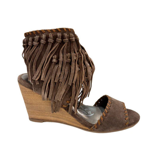Online Exclusive | True Fringe Wedge with Ankle and Toe Strap in Taupe
