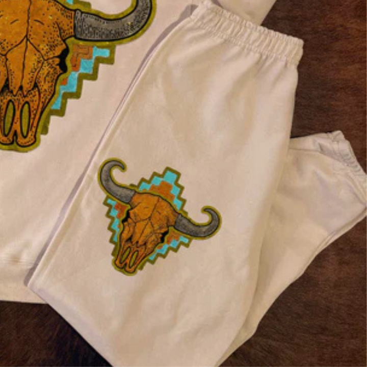 Online Exclusive | Southwestern Skull Sweatpants in Beige Sand