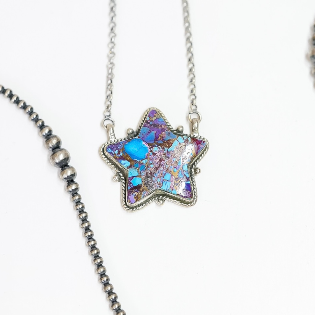 HaDa Collection | Handmade Sterling Silver & Purple Mojave Purple Star Necklace