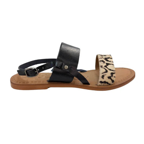 Online Exclusive | Waco Dual Strap Sandals in Black and Snakeskin