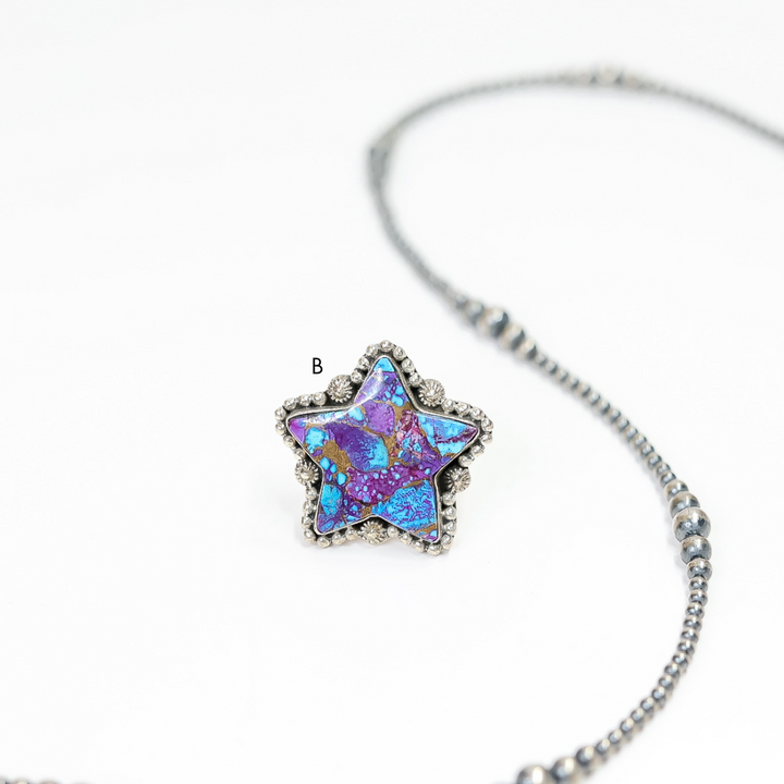 HaDa Collection | Handmade Adjustable Sterling Silver & Purple Mojave Star Ring