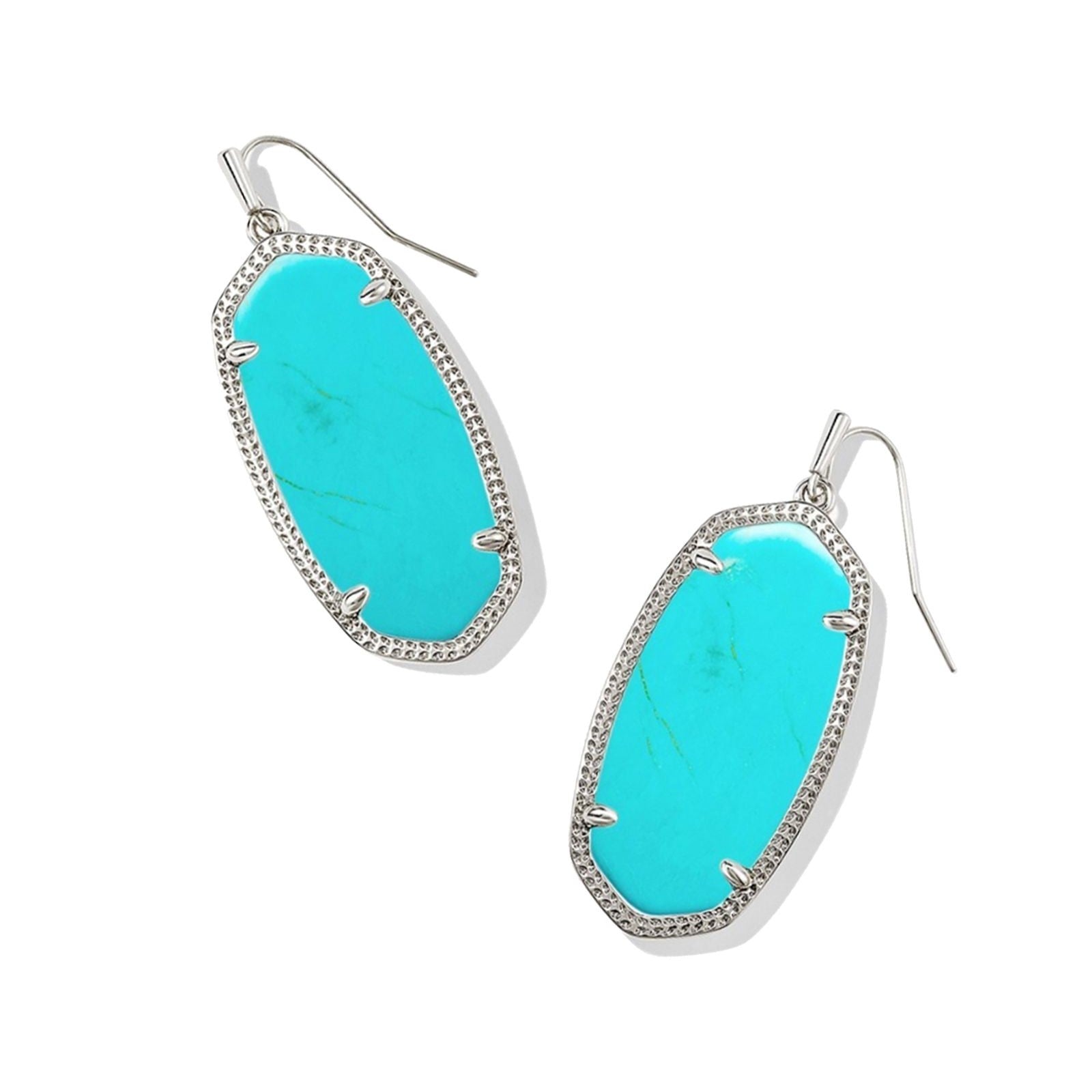Kendra Scott | Elle Silver Drop Earrings in Variegated Turquoise Magnesite - Giddy Up Glamour Boutique