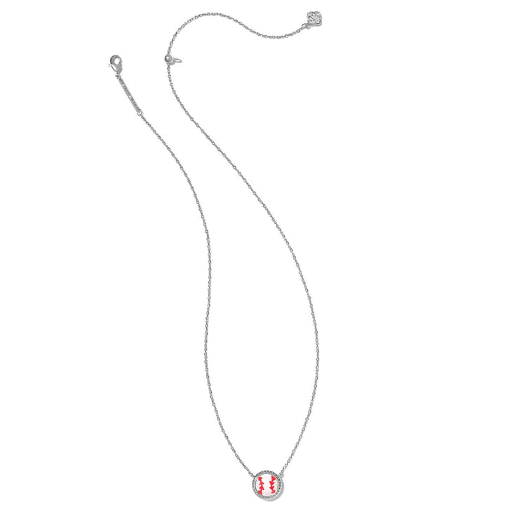 Kendra Scott | Baseball Silver Short Pendant Necklace in Ivory Mother-of-Pearl - Giddy Up Glamour Boutique