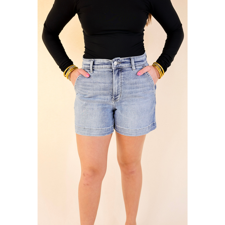 Judy Blue | Denim Prestige Trouser Shorts in Medium Wash