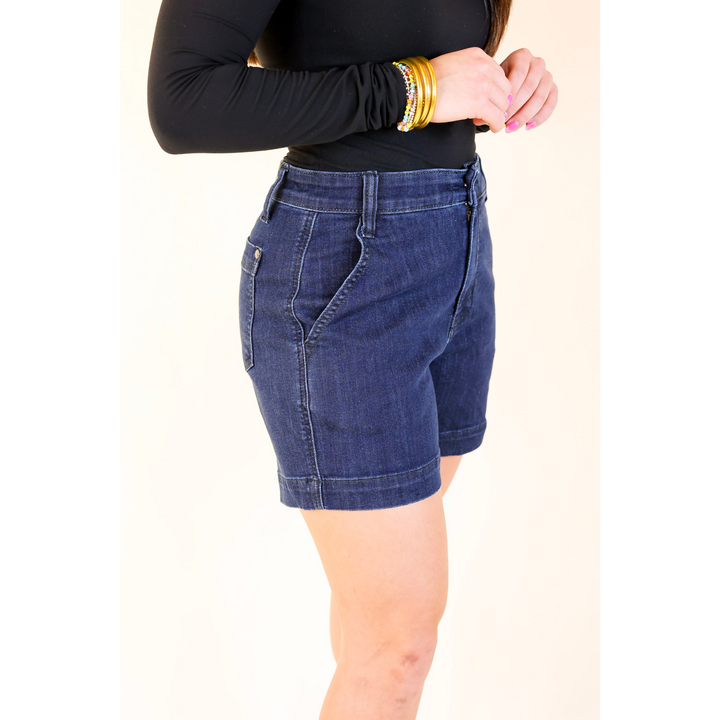 Judy Blue | Denim Prestige Trouser Shorts in Dark Wash