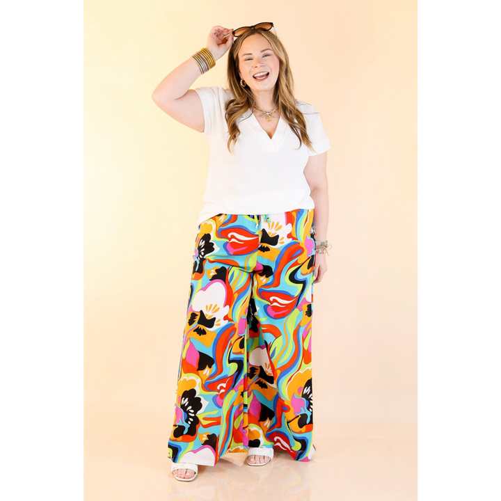 Dance with Me Straight Leg Pants in Blue Mix