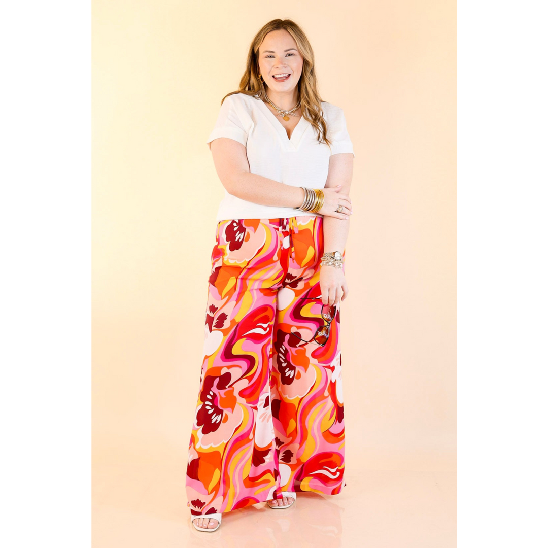 Dance with Me Straight Leg Pants in Pink Mix