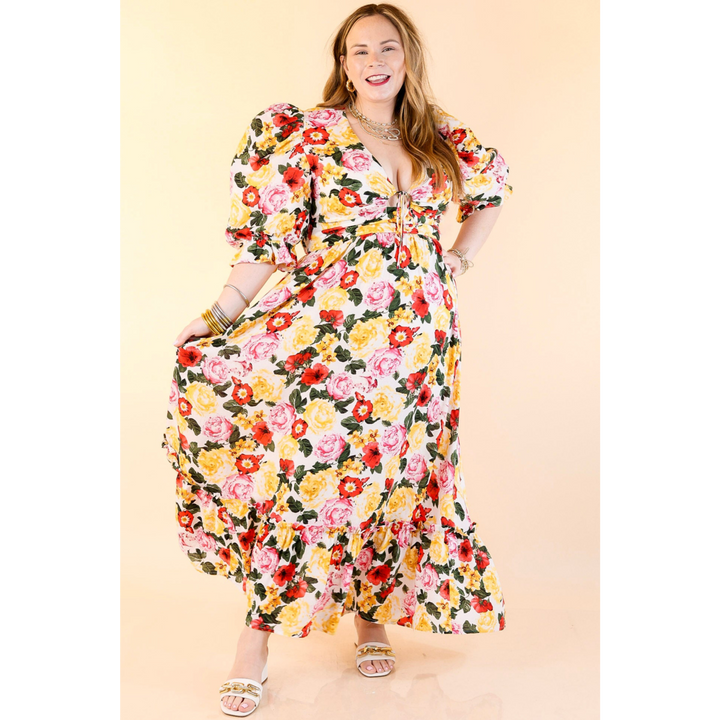 BuddyLove | Miranda Puff Sleeve Maxi Dress in Vanity Floral Print