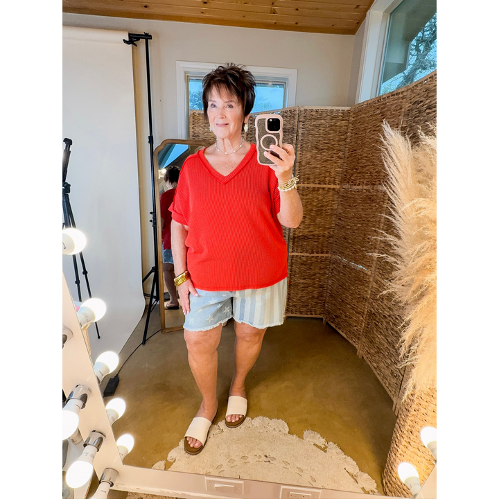 Judy Blue | All American Fray Hem Shorts with Bleached Stars and Stripes Design in Light Wash