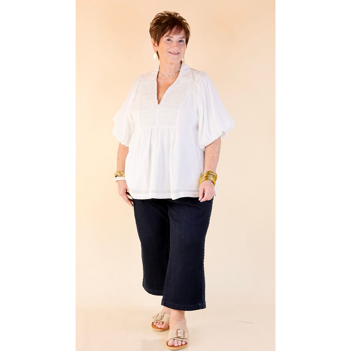 Judy Blue | Everyday Elegance Wide Leg Cropped Jean with Side Seam Braid in Dark Rinse Wash