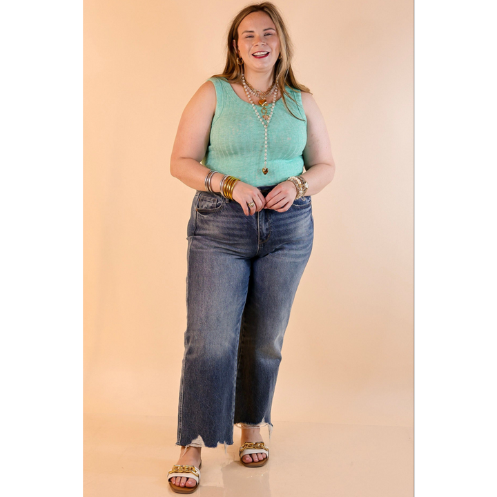Summer Essential Cropped Sleeveless Top in Mint Green
