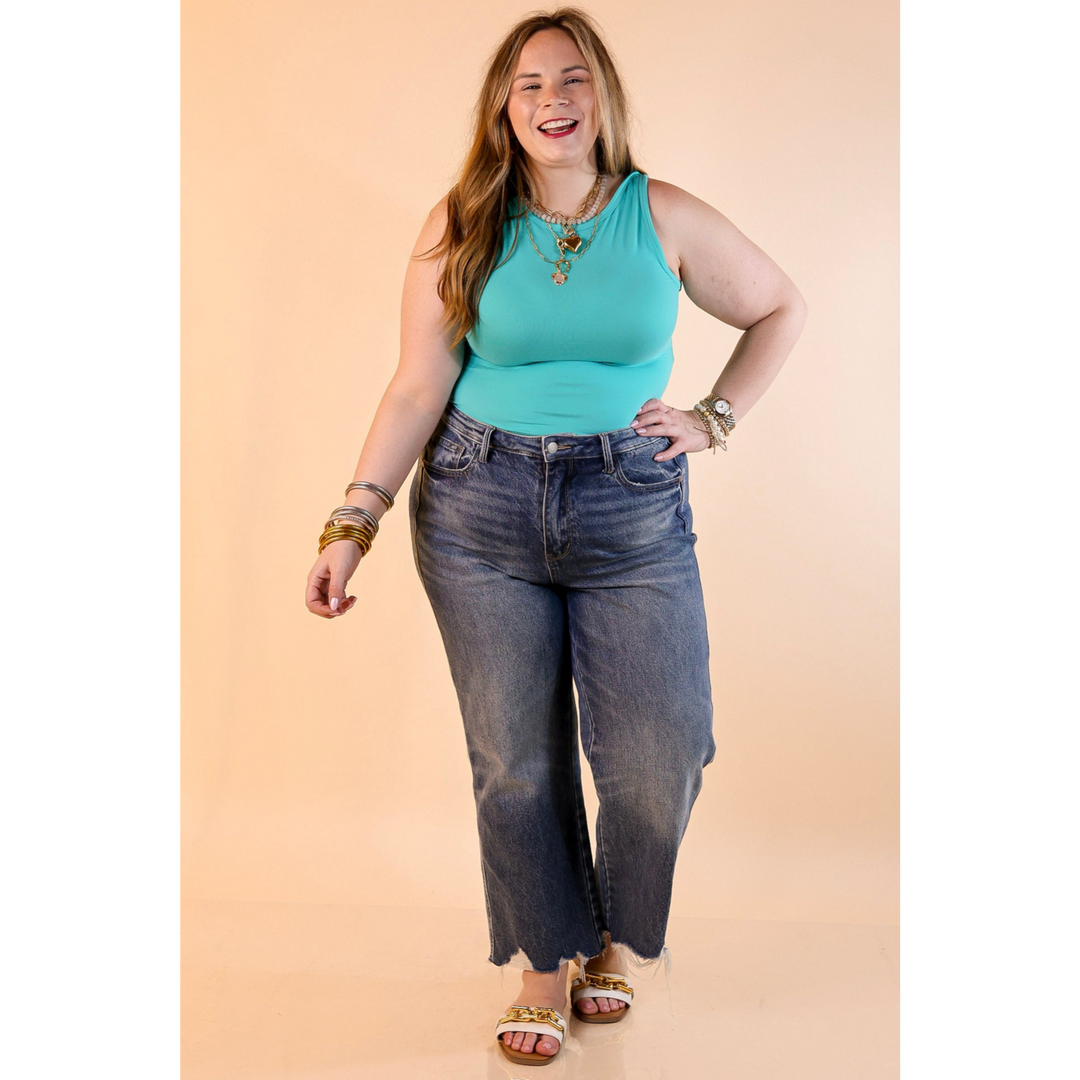 Sunshine State of Mind Tank Top Bodysuit in Turquoise Blue