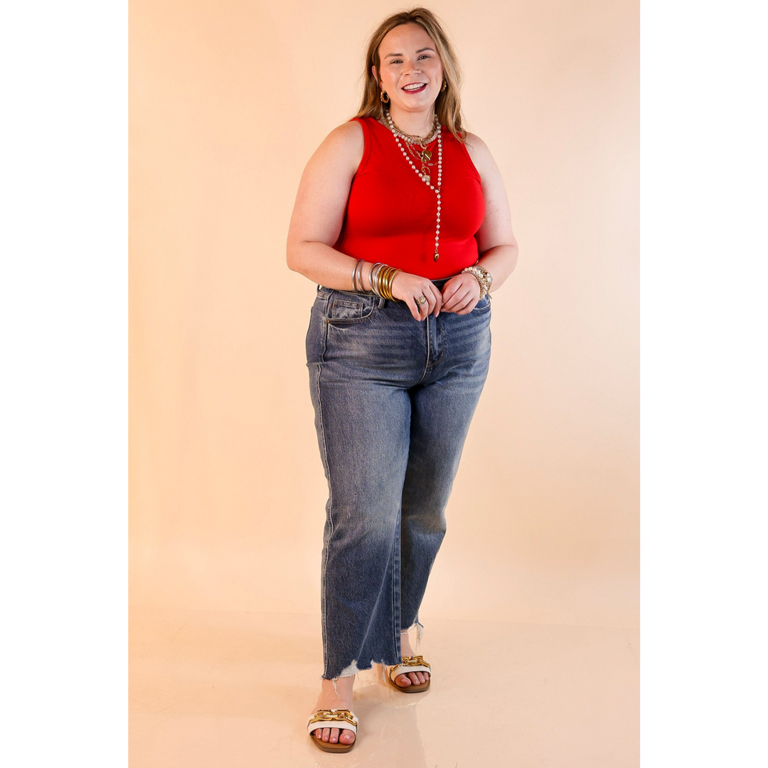 Sunshine State of Mind Tank Top Bodysuit in Ruby Red