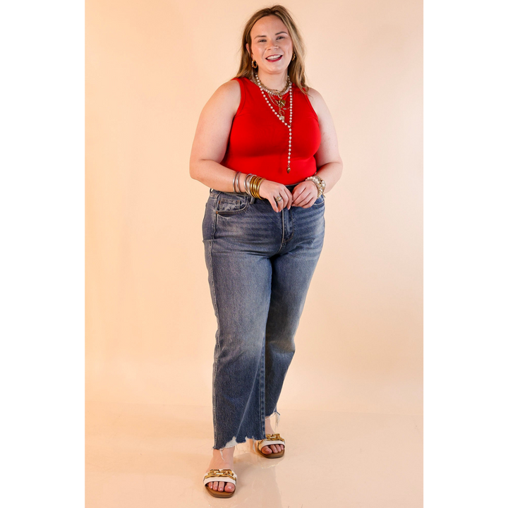 Sunshine State of Mind Tank Top Bodysuit in Ruby Red