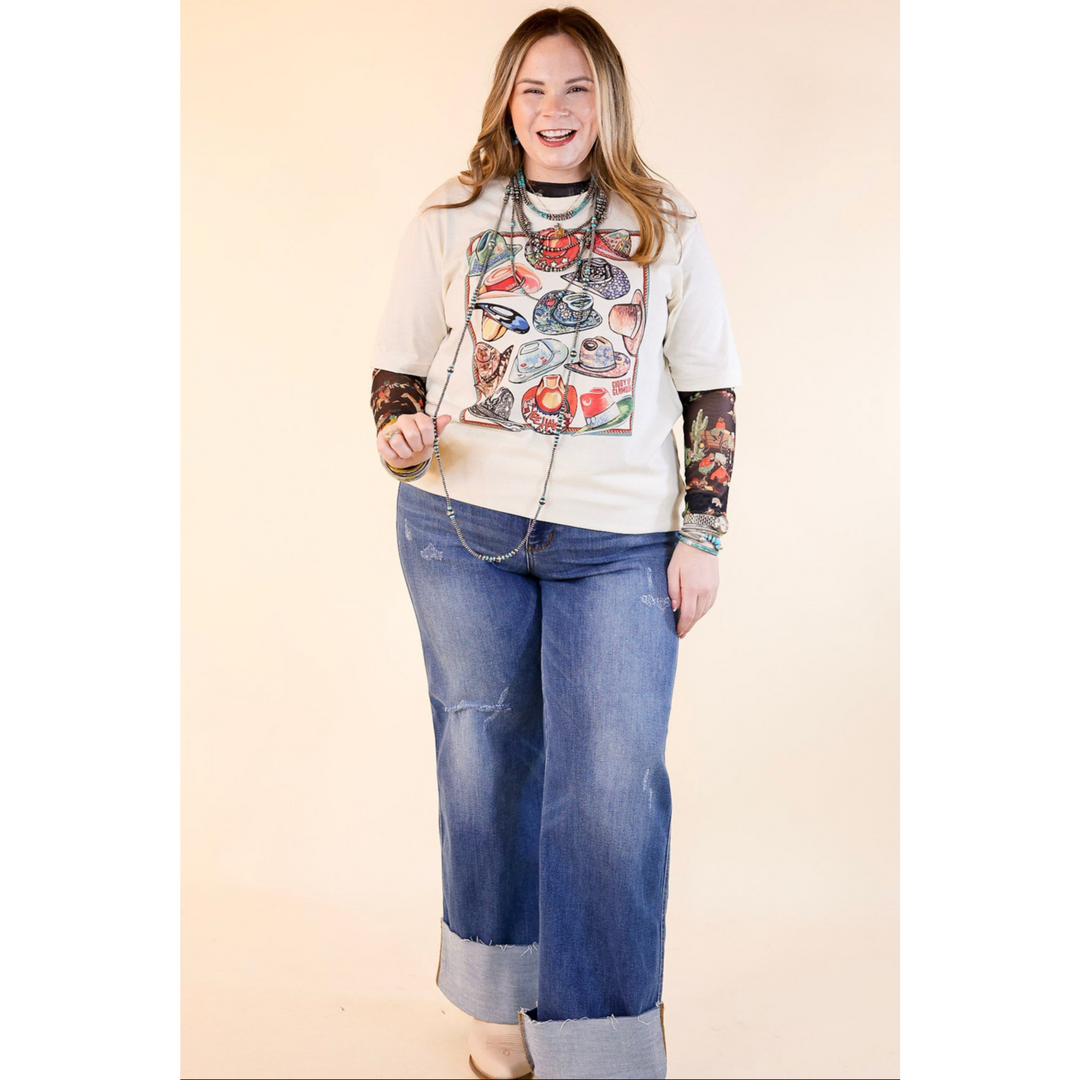 XOXO Art & Co | Ten Gallon Hat Short Sleeve Graphic Tee in Natural Cream