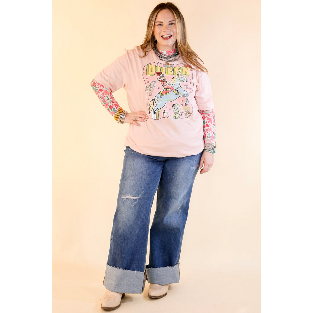 XOXO Art & Co | Rodeo Queen Short Sleeve Graphic Tee in Faded Pink