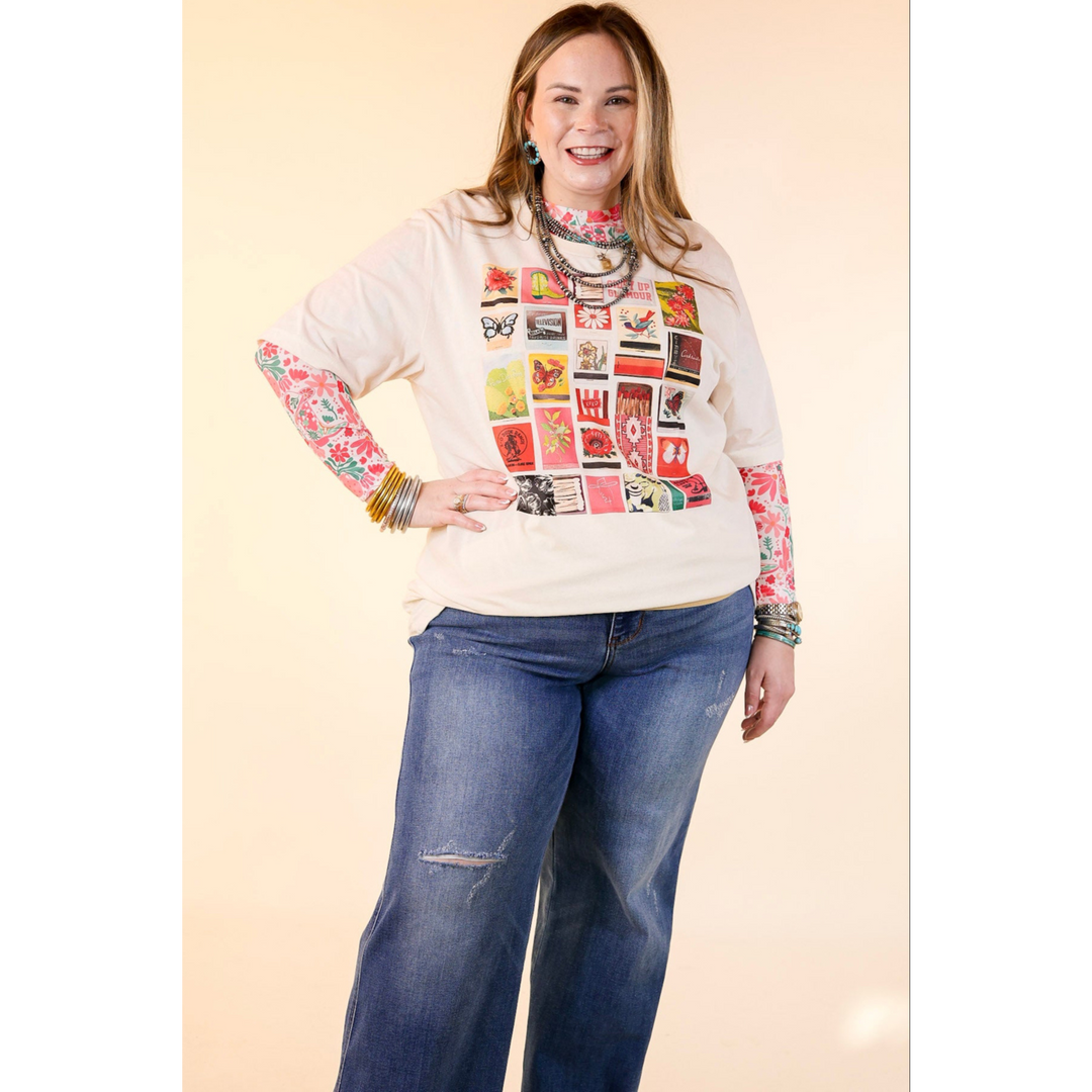 XOXO Art & Co | Matchbooks Short Sleeve Graphic Tee in Natural Cream