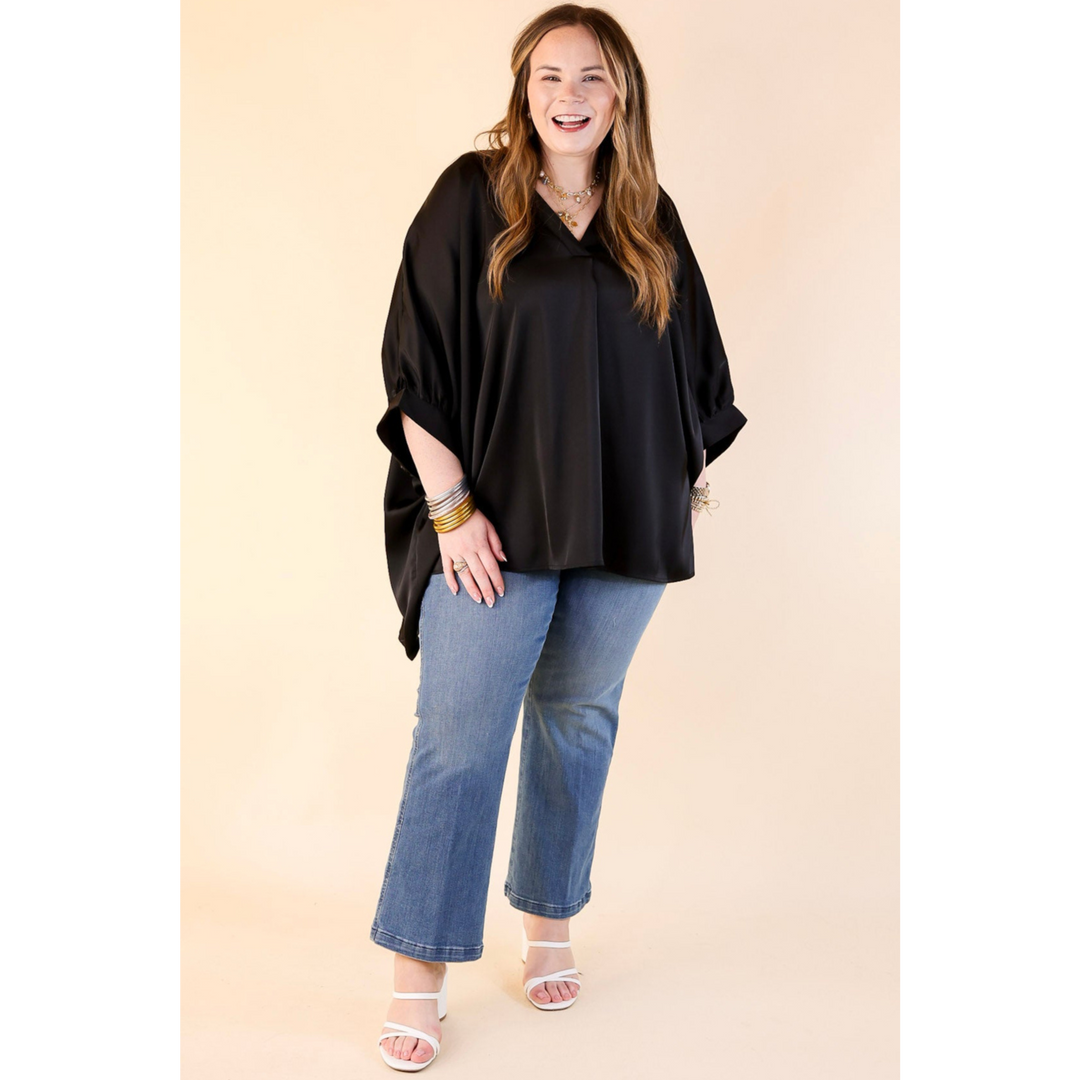 Irresistibly Chic Half Sleeve Oversized Blouse in Black