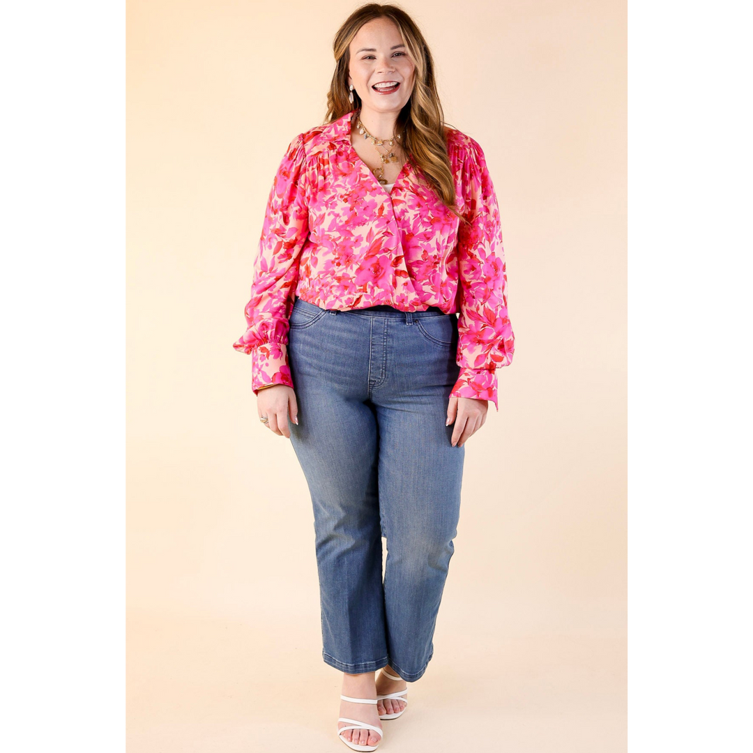 Release Your Inhibitions Floral Long Sleeve Bodysuit in Pink