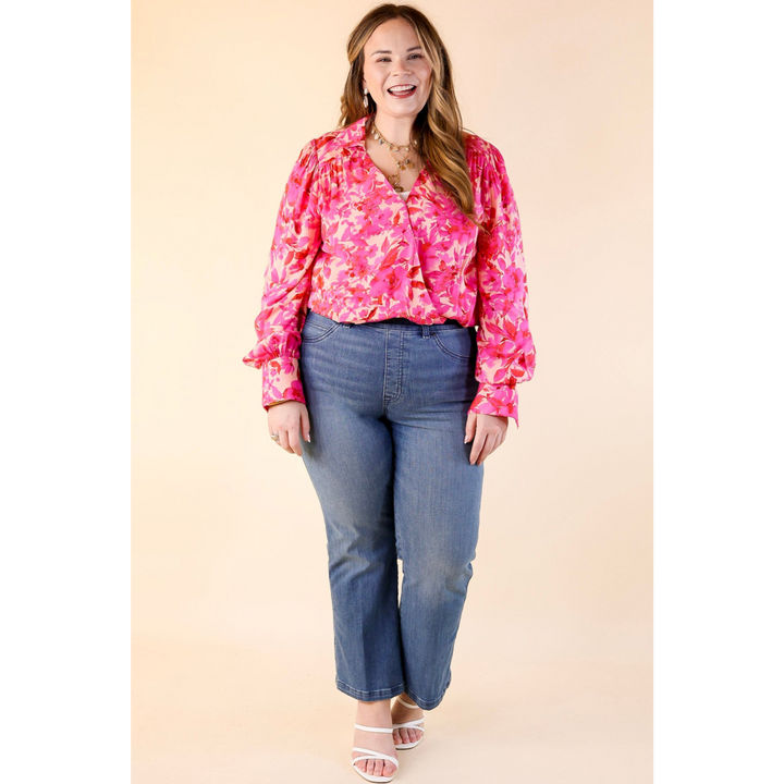 Release Your Inhibitions Floral Long Sleeve Bodysuit in Pink