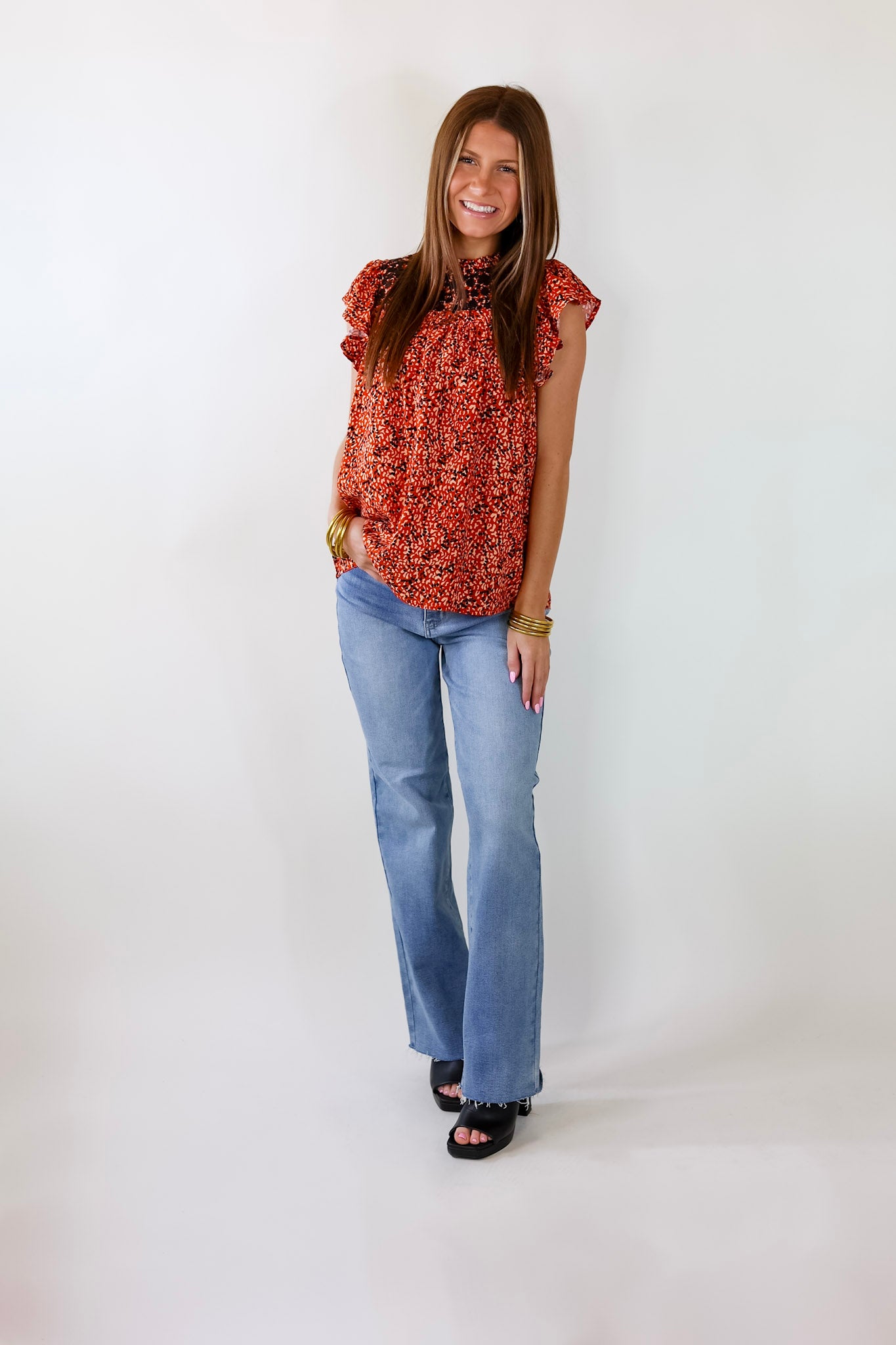 Overlook Hotel Floral Embroidered Top in Red - Giddy Up Glamour Boutique