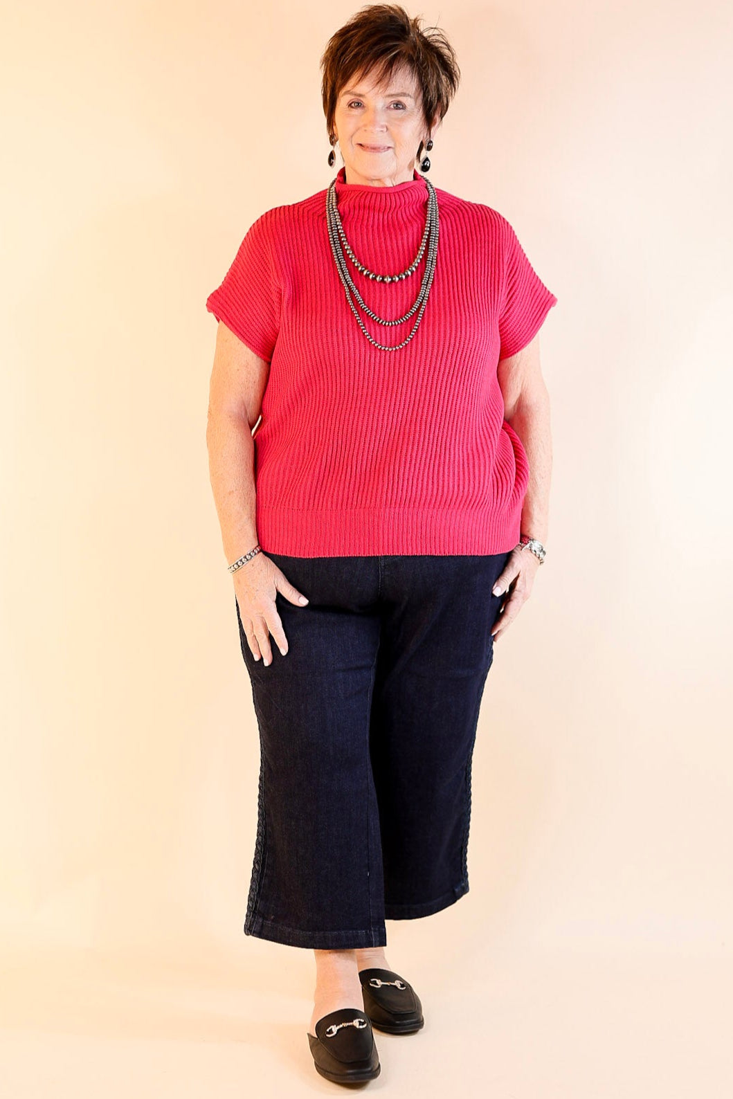 Layer Me Up Cap Sleeve Sweater in Hot Pink