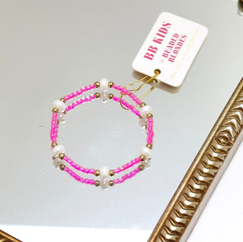 Beaded Blondes | Babies Hot Pink Pearl Bracelet