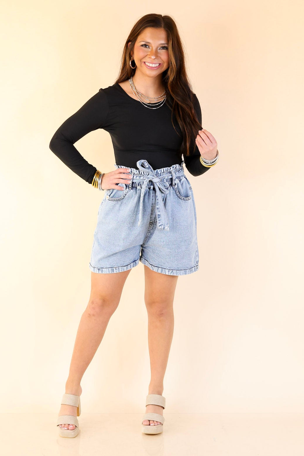 Simply Southern | Summer Lovin' Denim Shorts with Cinched Waistband and Belt