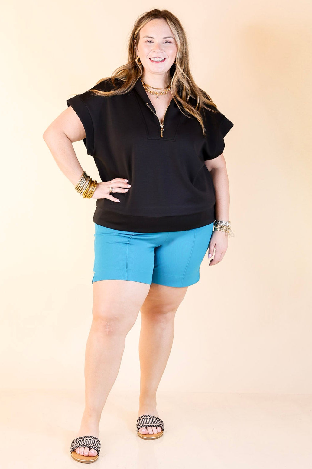 Lyssé | Amanda Stretch Twill Short in Turquoise Powder