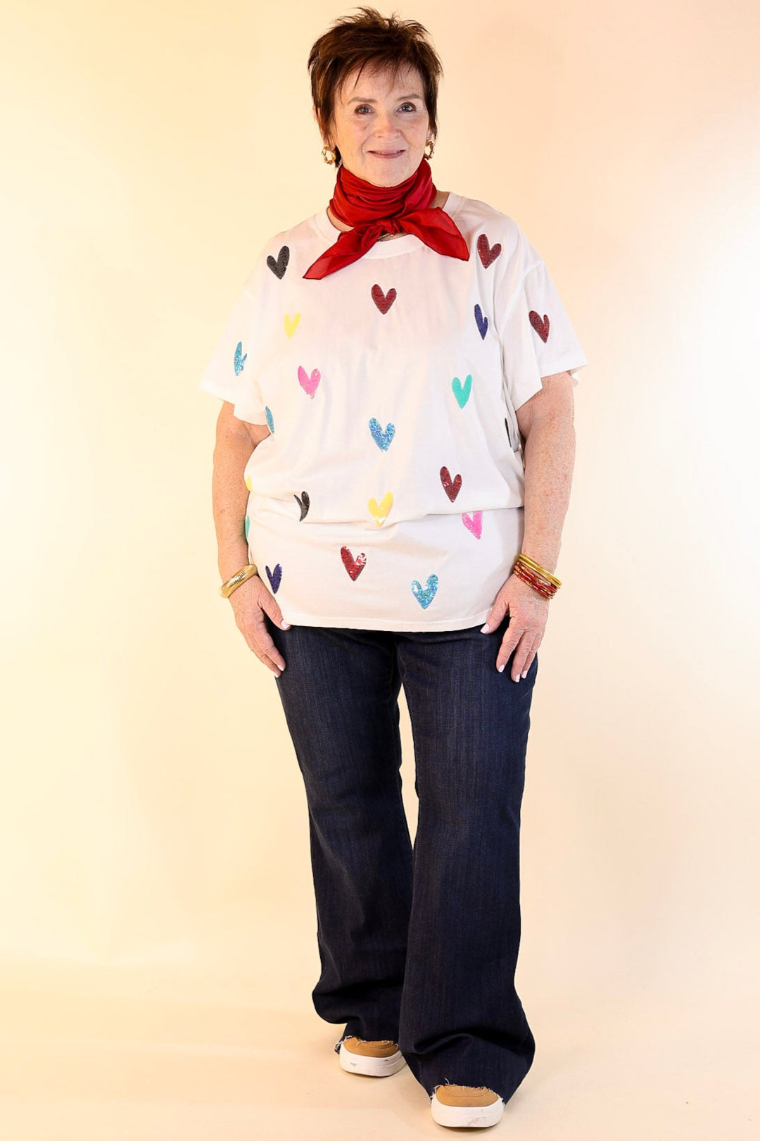 Queen Of Sparkles | Charm Me Multi-Colored Sequin Top in White