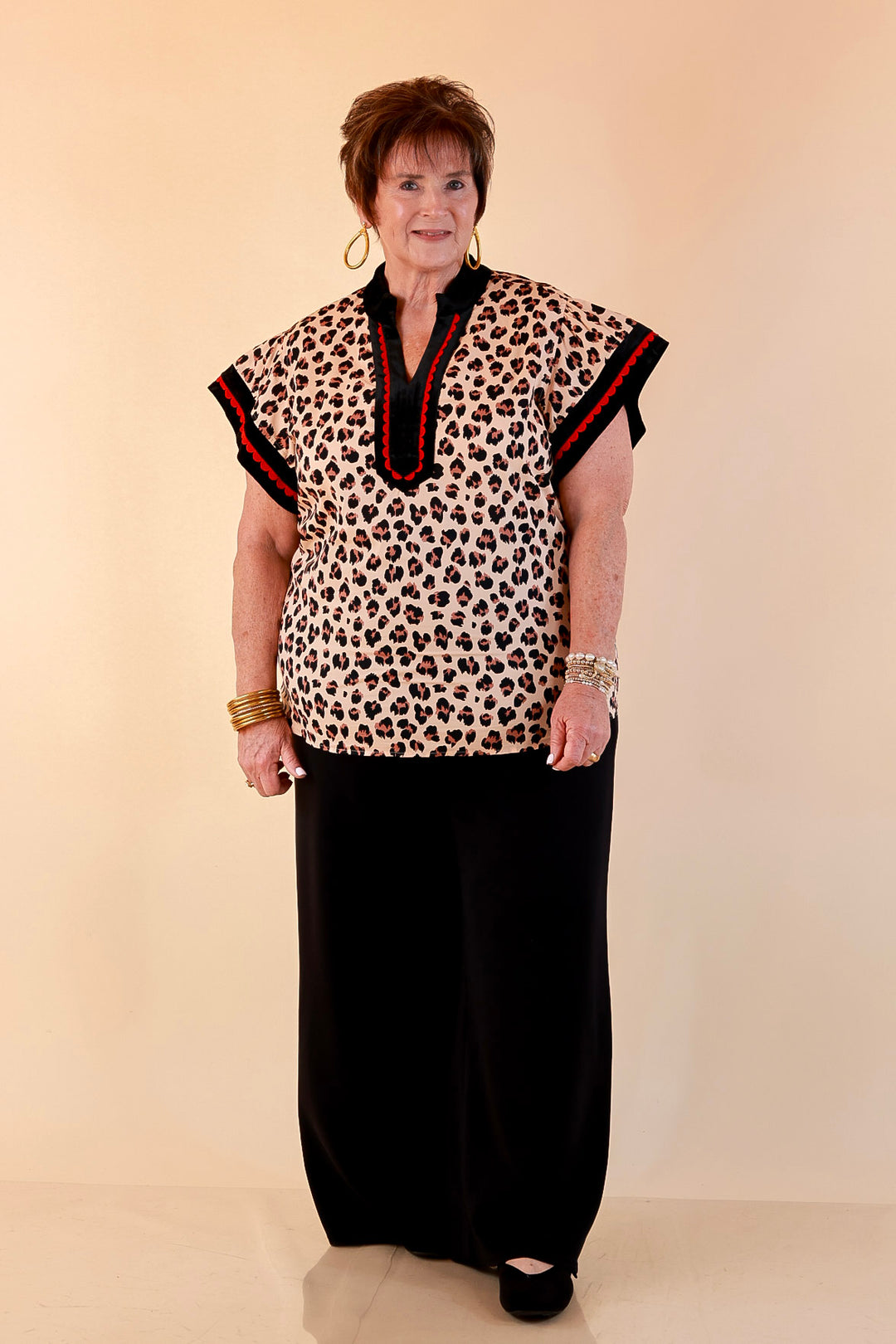Simply Southern | Unapologetically Wild Leopard Print Contrast Trim with Velvet Details in Tan, Black and Red