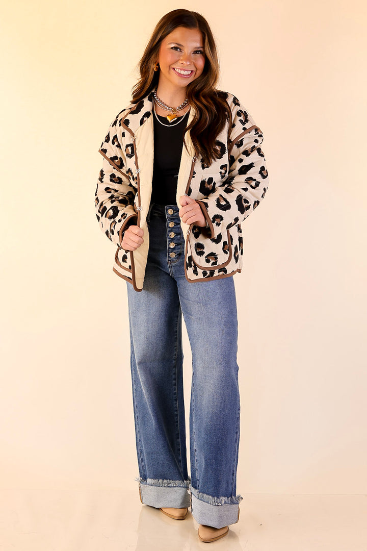 Spotted in Style Quilted Leopard Print Jacket in Cream