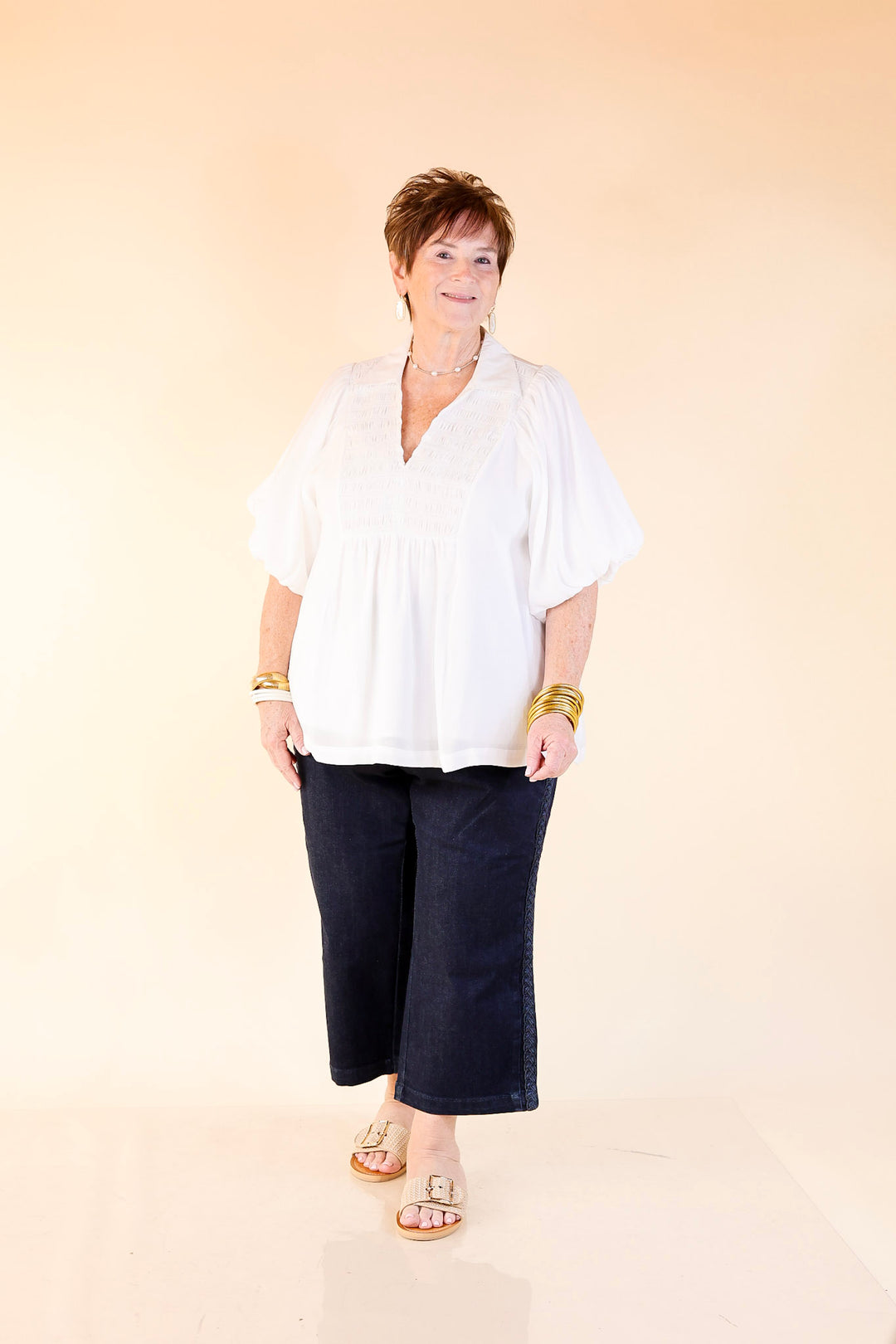 Judy Blue | Everyday Elegance Wide Leg Cropped Jean with Side Seam Braid in Dark Rinse Wash