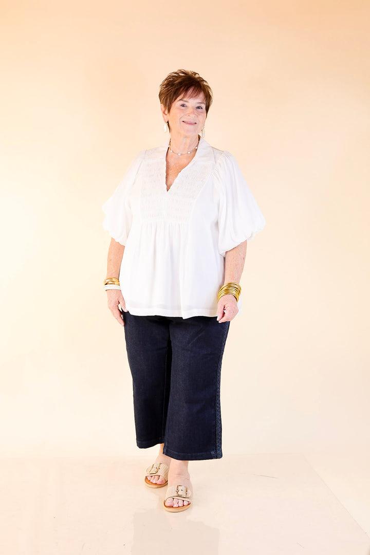 Judy Blue | Everyday Elegance Wide Leg Cropped Jean with Side Seam Braid in Dark Rinse Wash