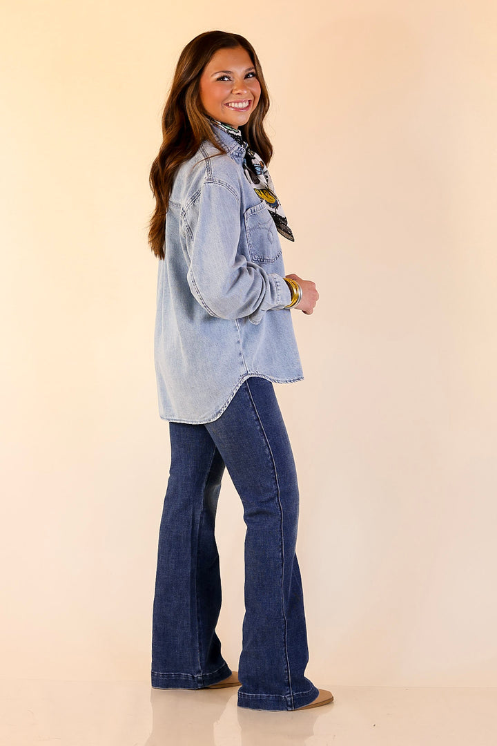 Judy Blue | True Essential Denim Button Up Shirt in Medium Wash