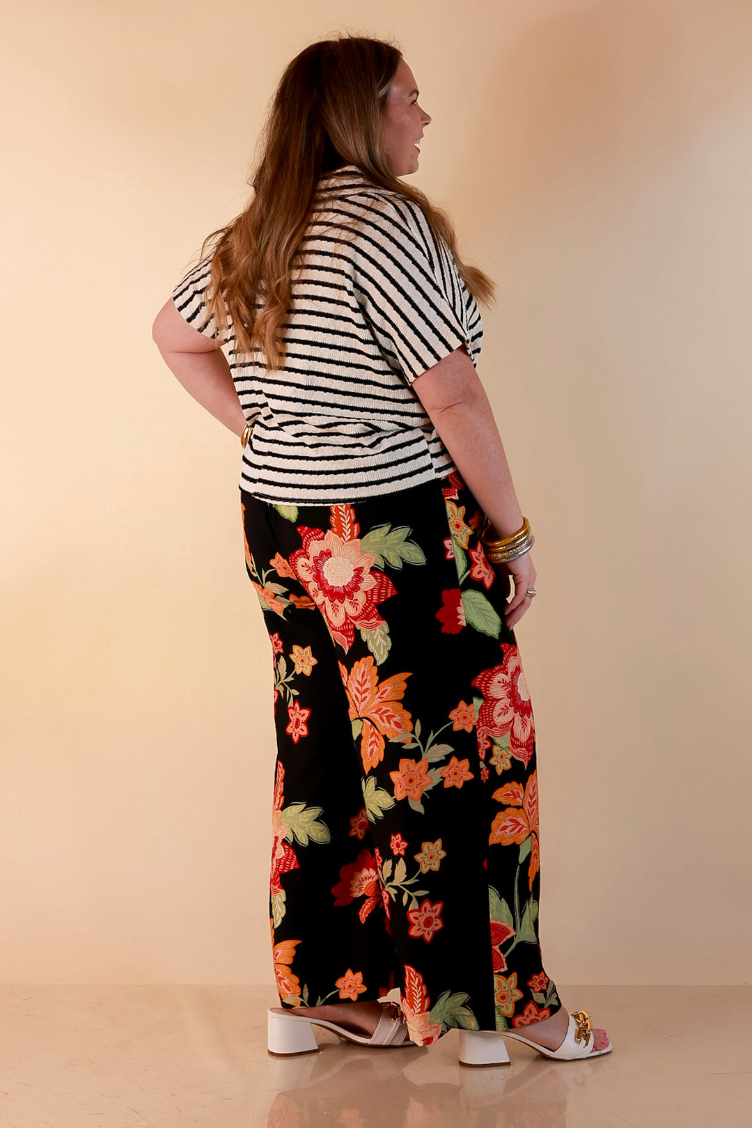 Fresh Picked Floral Print Wide Leg Pants in Black