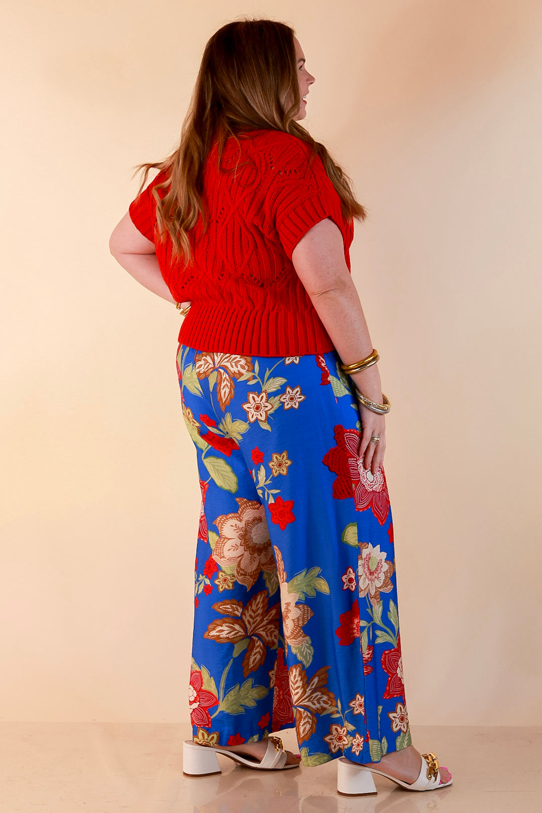 Fresh Picked Floral Print Wide Leg Pants in Blue