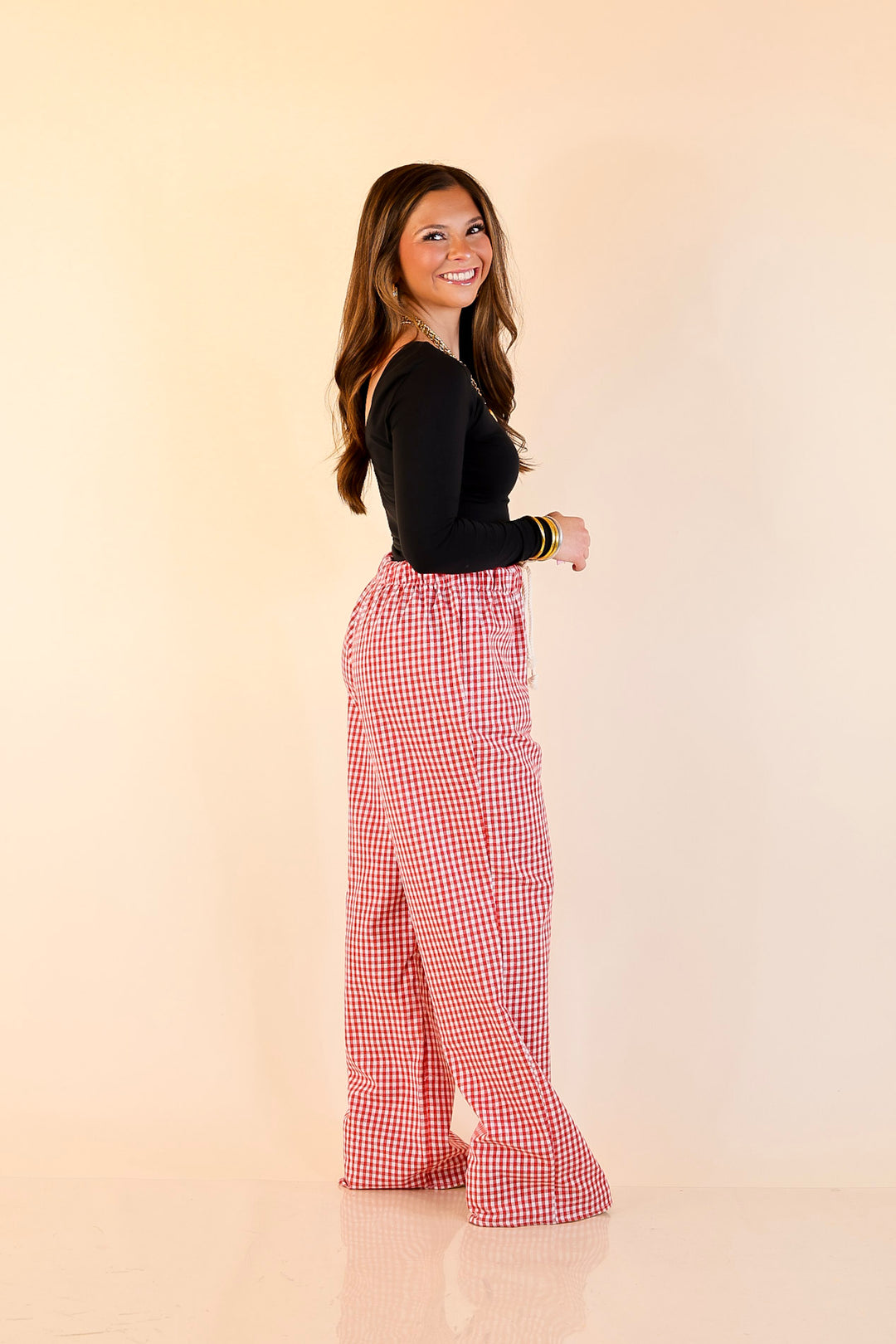 Simply Southern | Naturally Cool Gingham Checkered Print Boxer Pants in Red