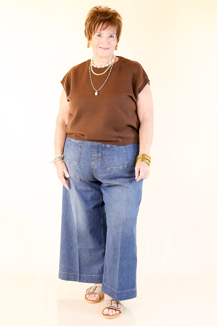 Effortlessly Yours Short Sleeve Crew Neck Sweater in Chocolate Brown