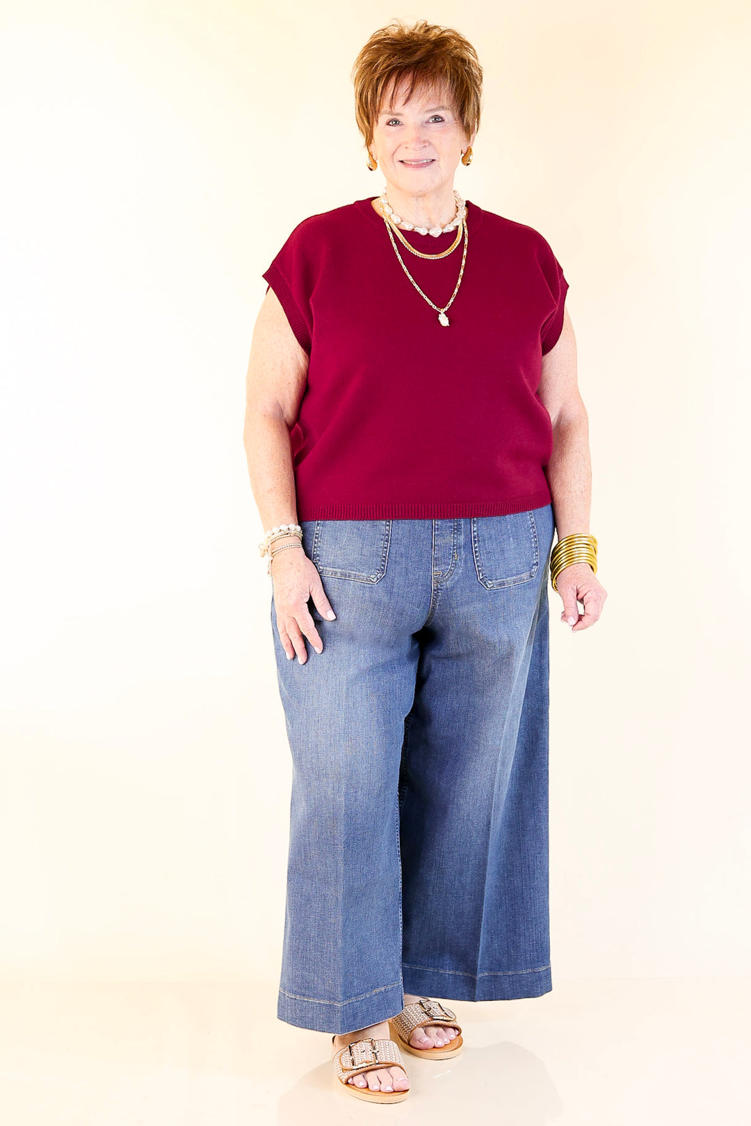 Effortlessly Yours Short Sleeve Crew Neck Sweater in Maroon