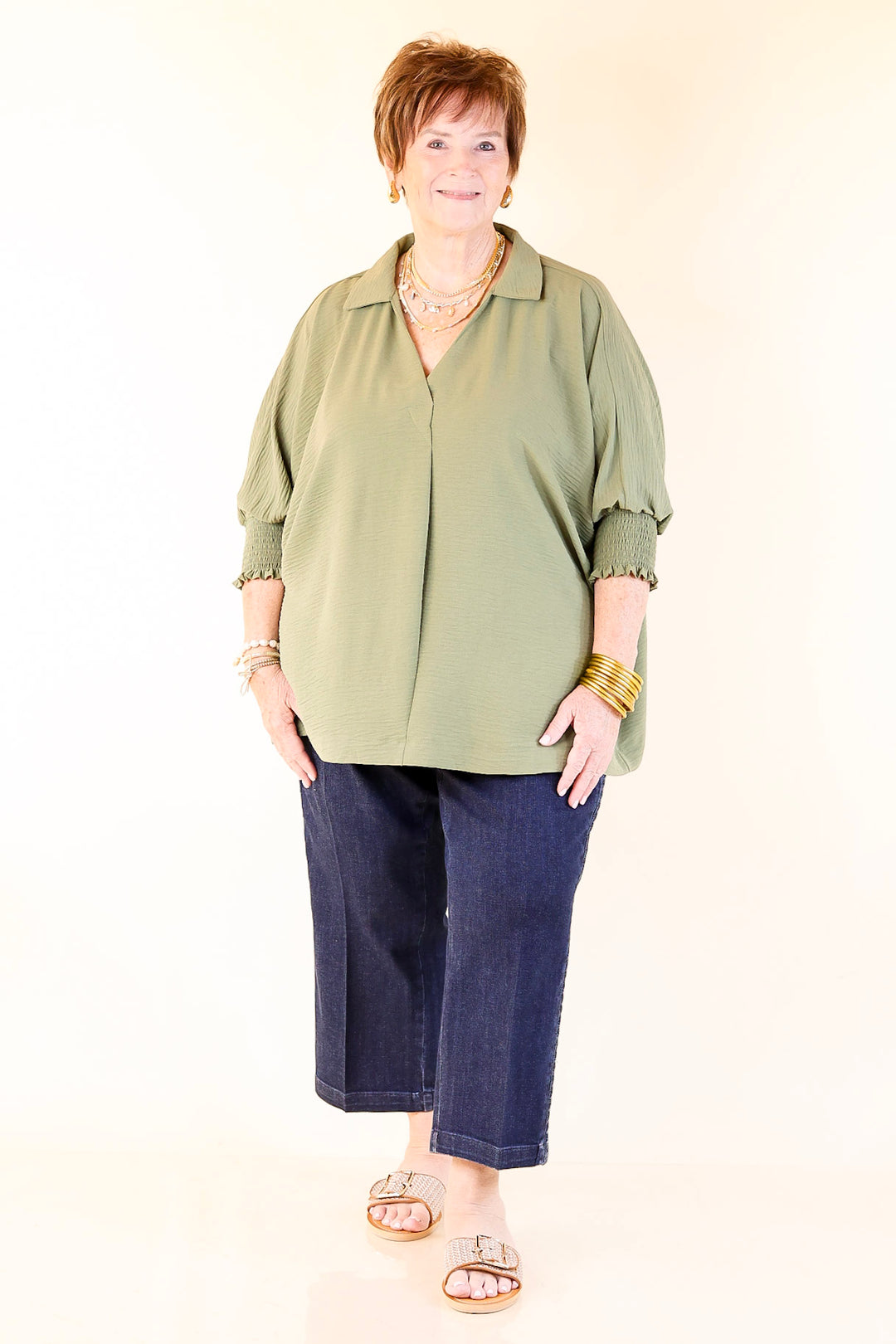 Spoken in Style Drop Shoulder Tunic Top in Olive Green