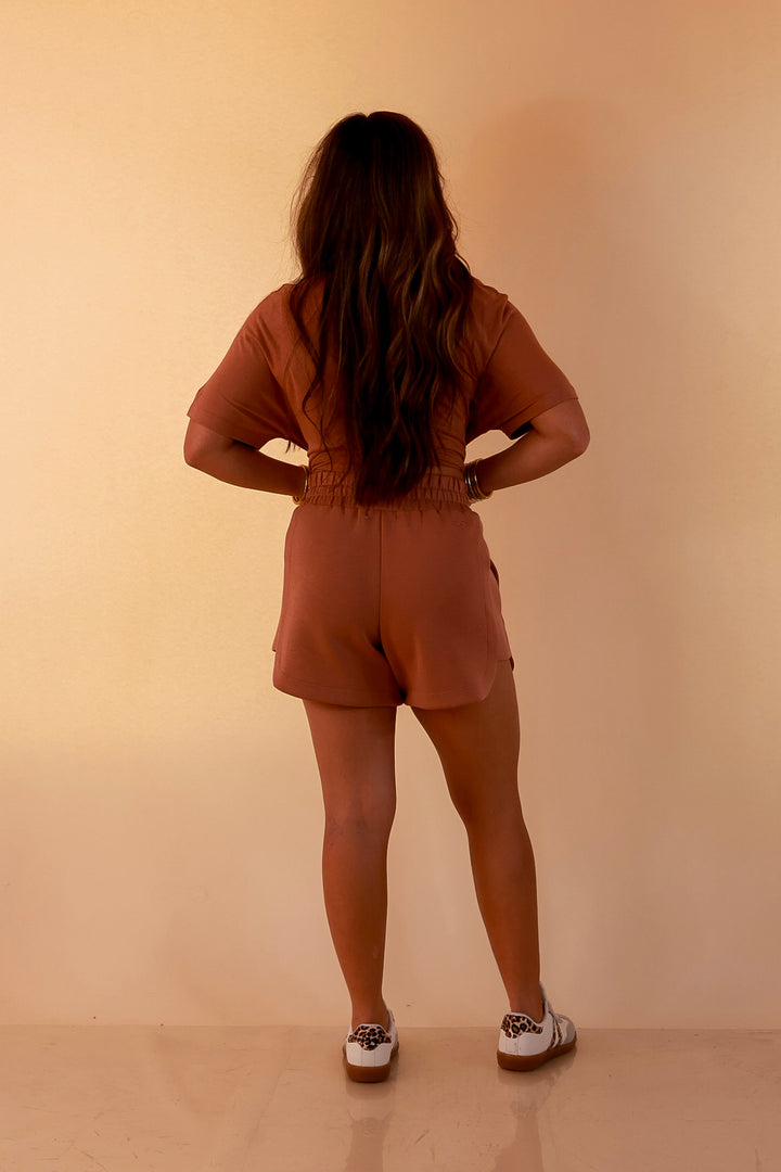 Simply Southern | Modern Staple Buttery Soft Pull-On Knit Shorts with Pockets in Mocha Brown