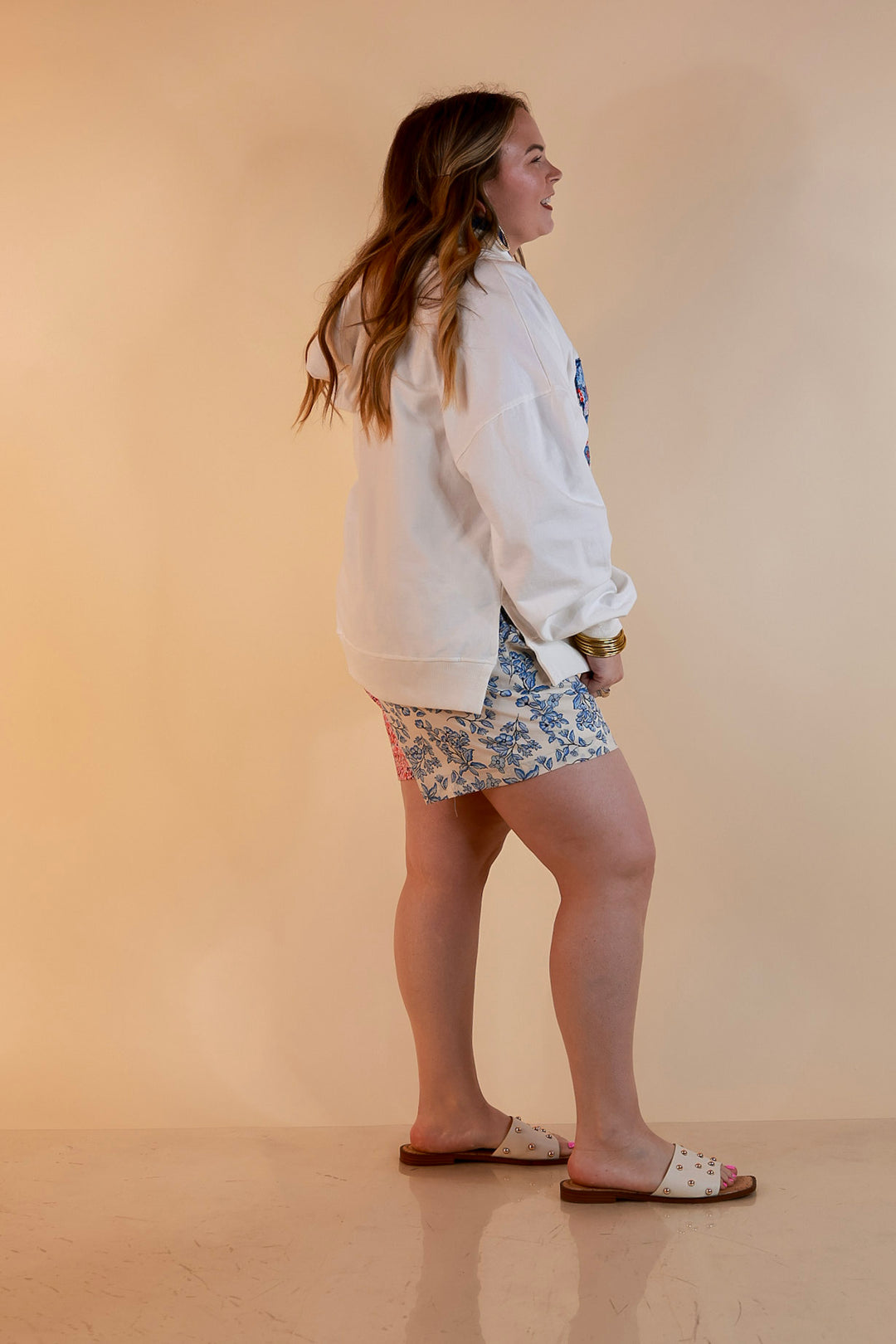 Simply Southern | Soft Statement USA Floral Print Long Sleeve Hoodie Sweatshirt in Ivory