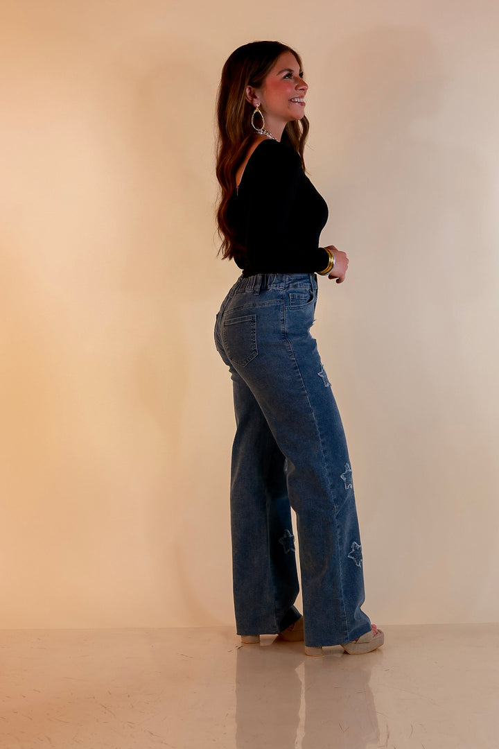 Simply Southern | Star of the Show Straight Leg Denim Jeans with Star Patch Detailing in Medium Wash