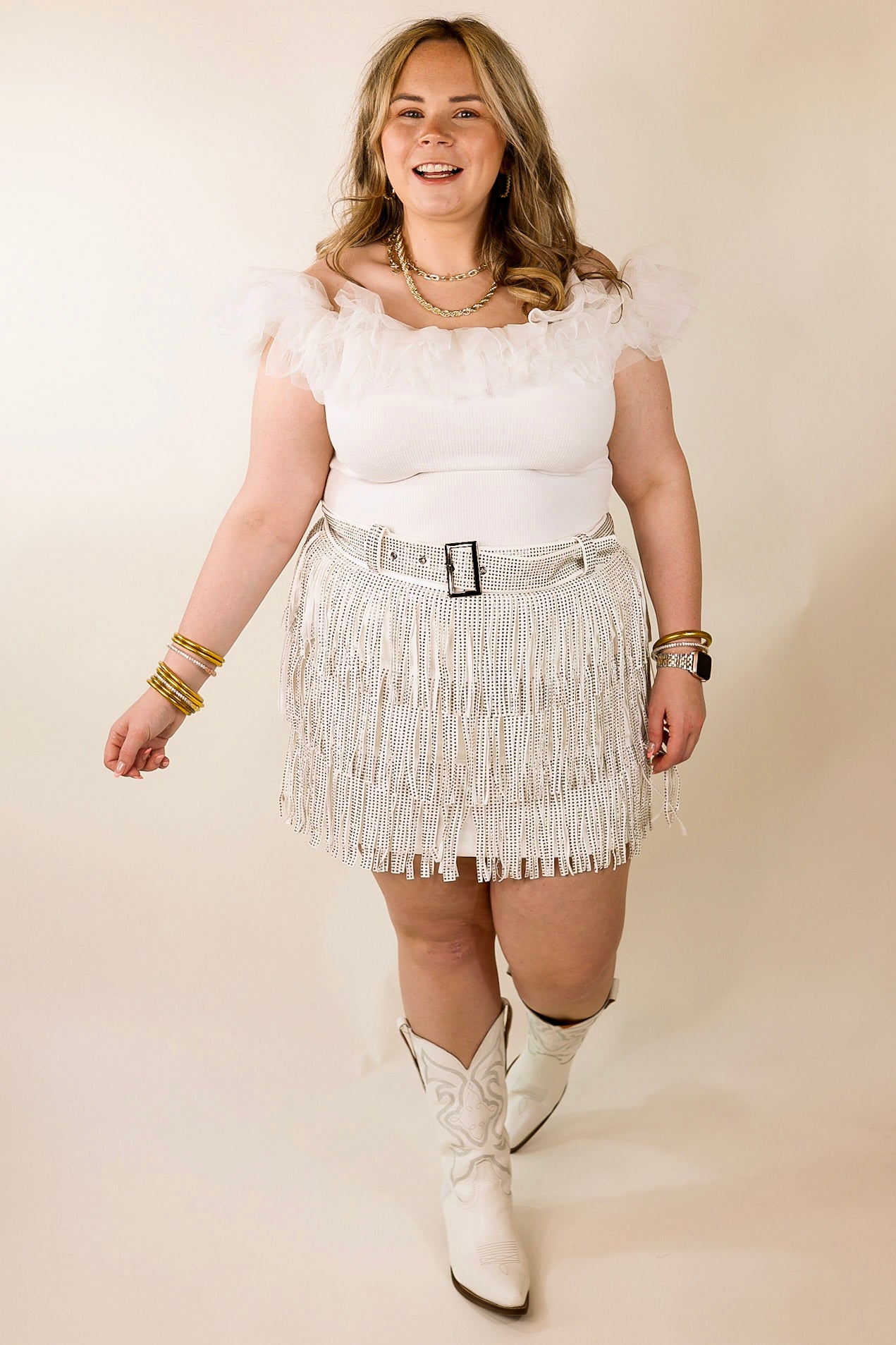 Pose For The Camera Tulle Upper Bodysuit in White