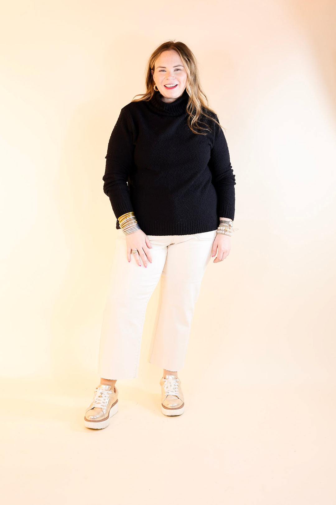 Cozy Couture Long Sleeve Turtleneck Sweater in Black